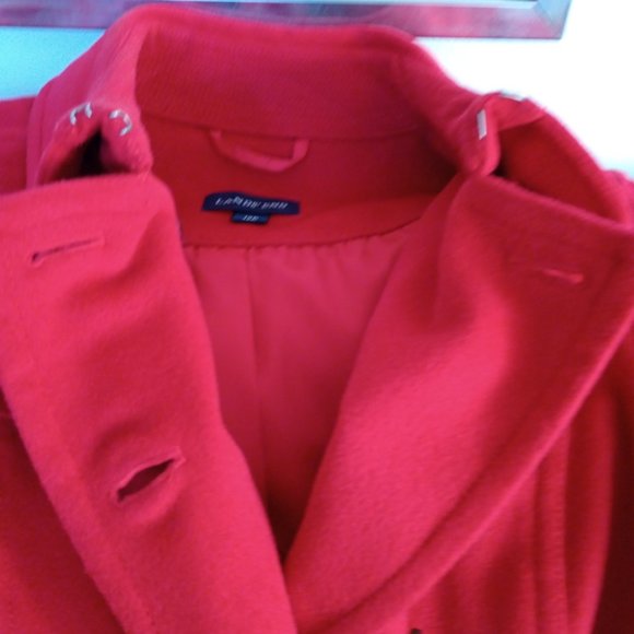 Red Lands End Wool Coat. - Picture 8 of 11